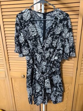 Amazon Black & White Floral Wrap Romper